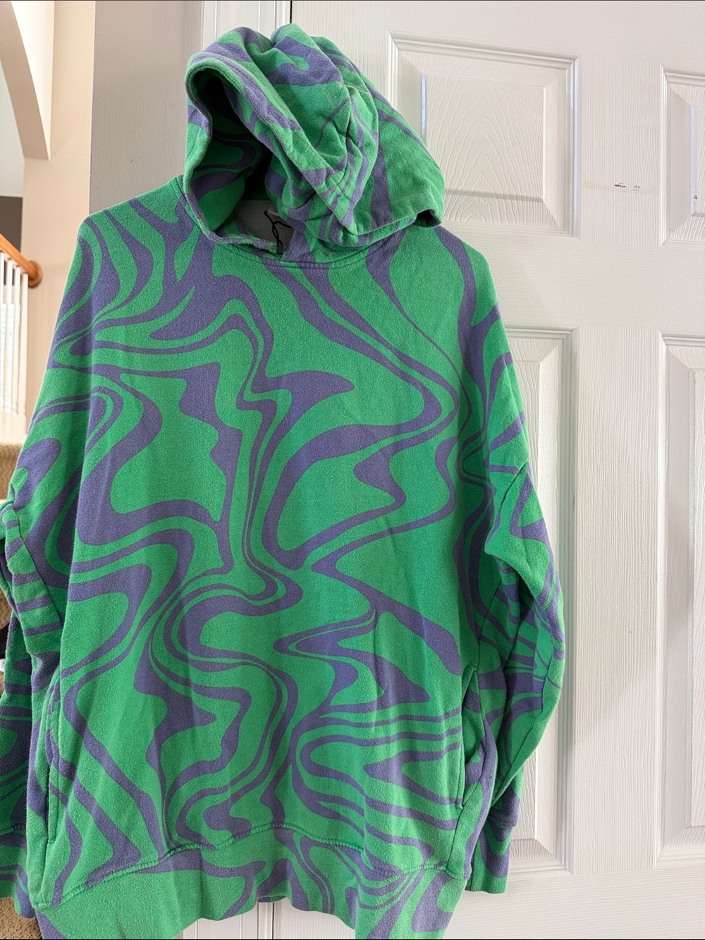 ZARA Green & Purple Swirl Hoodie Sweatshirt